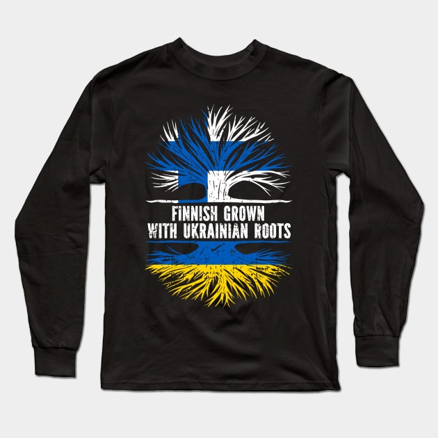 Finnish Grown with Ukrainian Roots Flag Long Sleeve T-Shirt by silvercoin